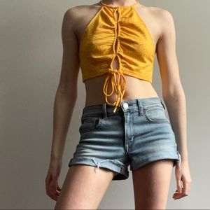70s orange and yellow cropped halter